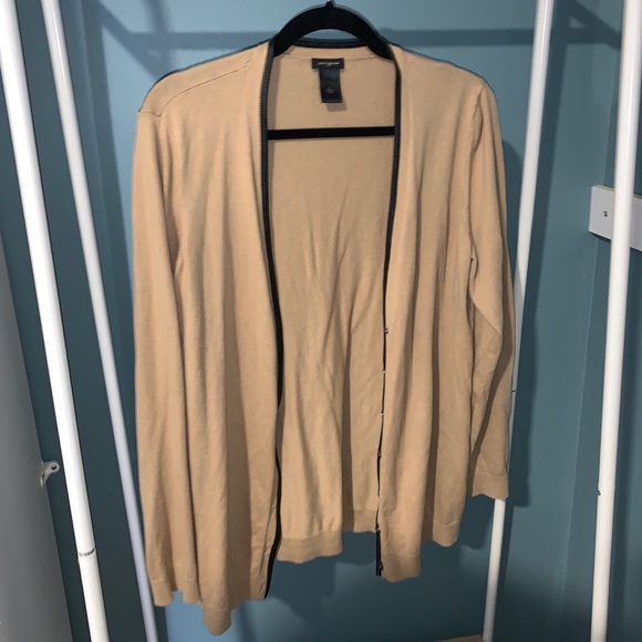 Ann Taylor Faux Leather Piping Sweater - Picture 1 of 6